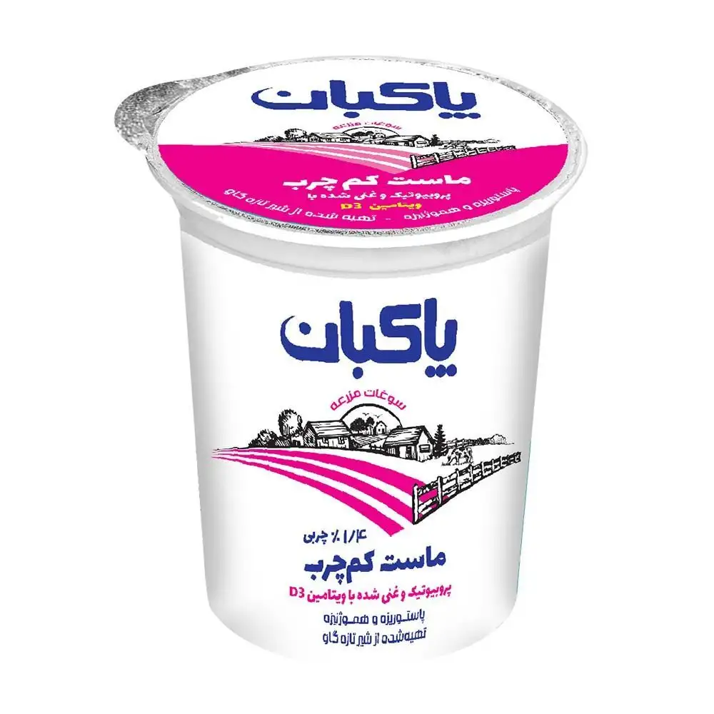 پک ماست پروبیوتیک کم چرب 1.4% چربی پاکبان 450 گرمی بسته 4 عددی