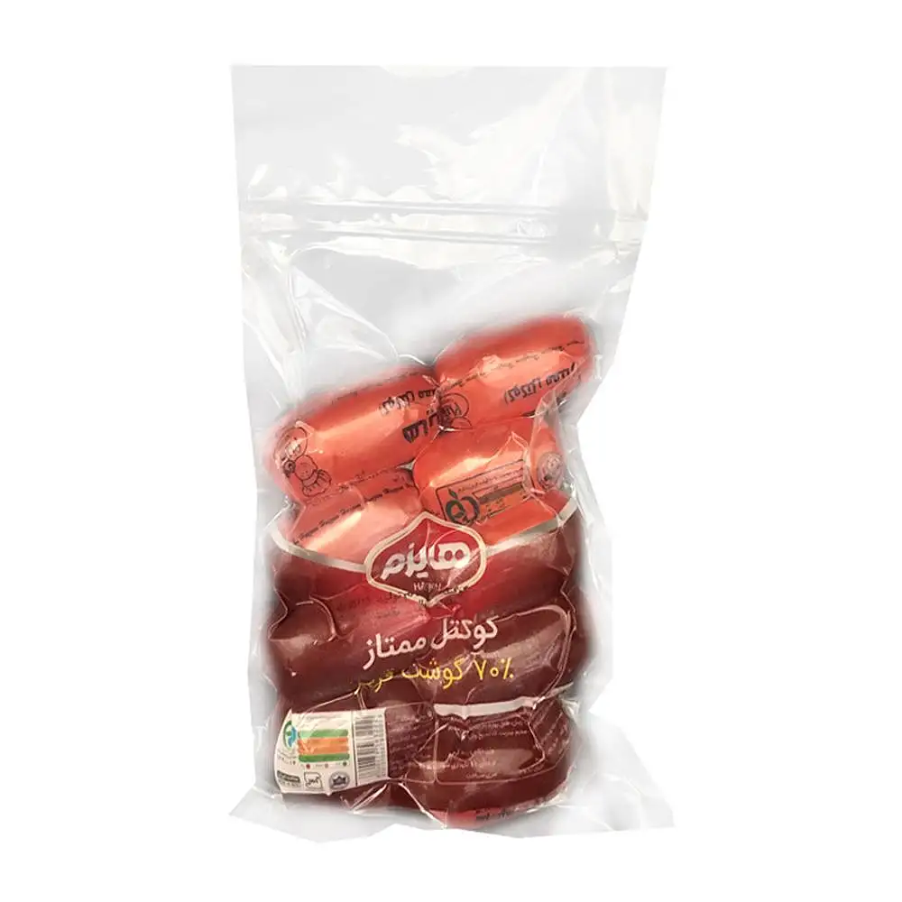 پک سوسیس کوکتل 70% گوشت هایزم 500 گرمی هایزم بسته 3 عددی