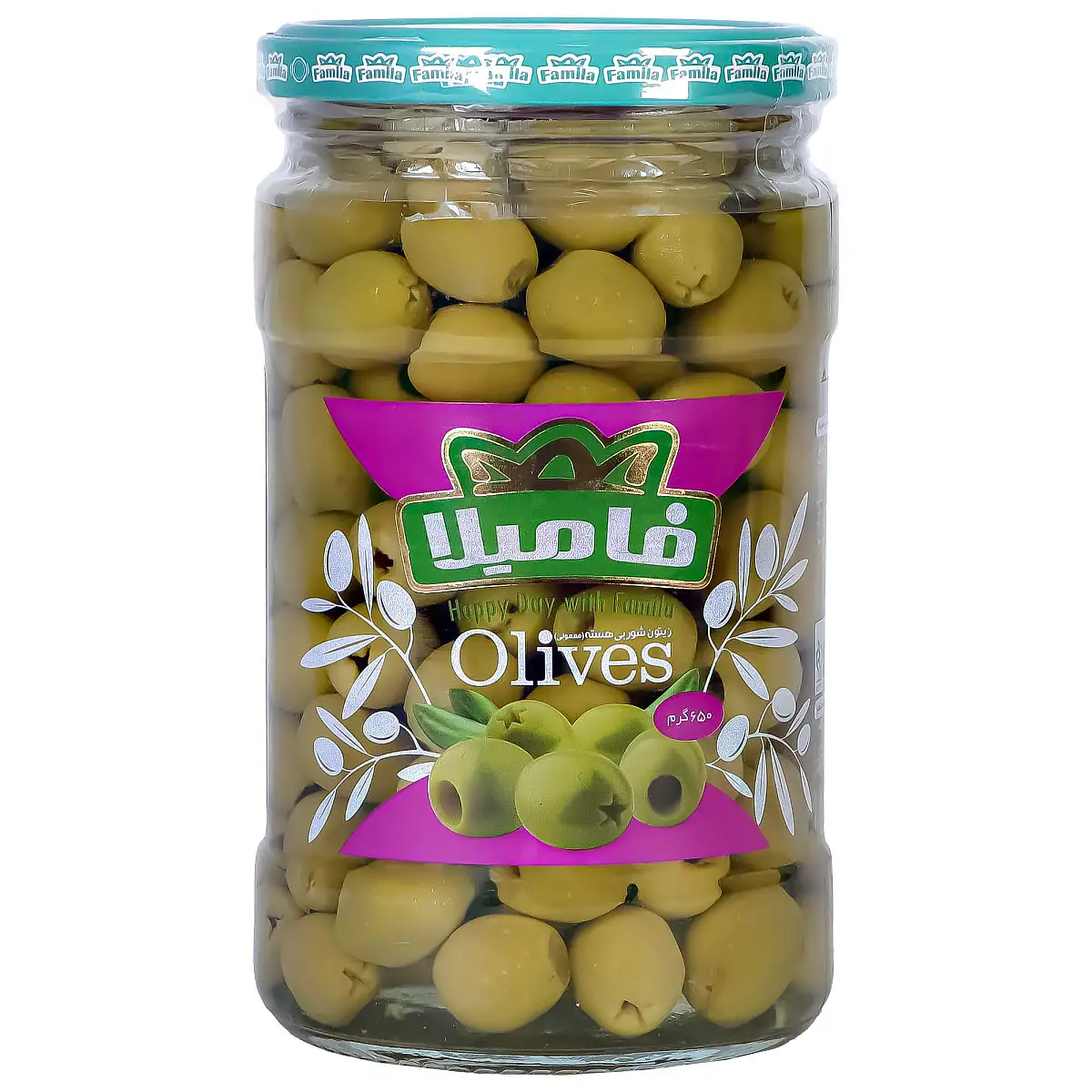 پک زیتون شور بدون هسته فامیلا 650 گرمی بسته 4 عددی