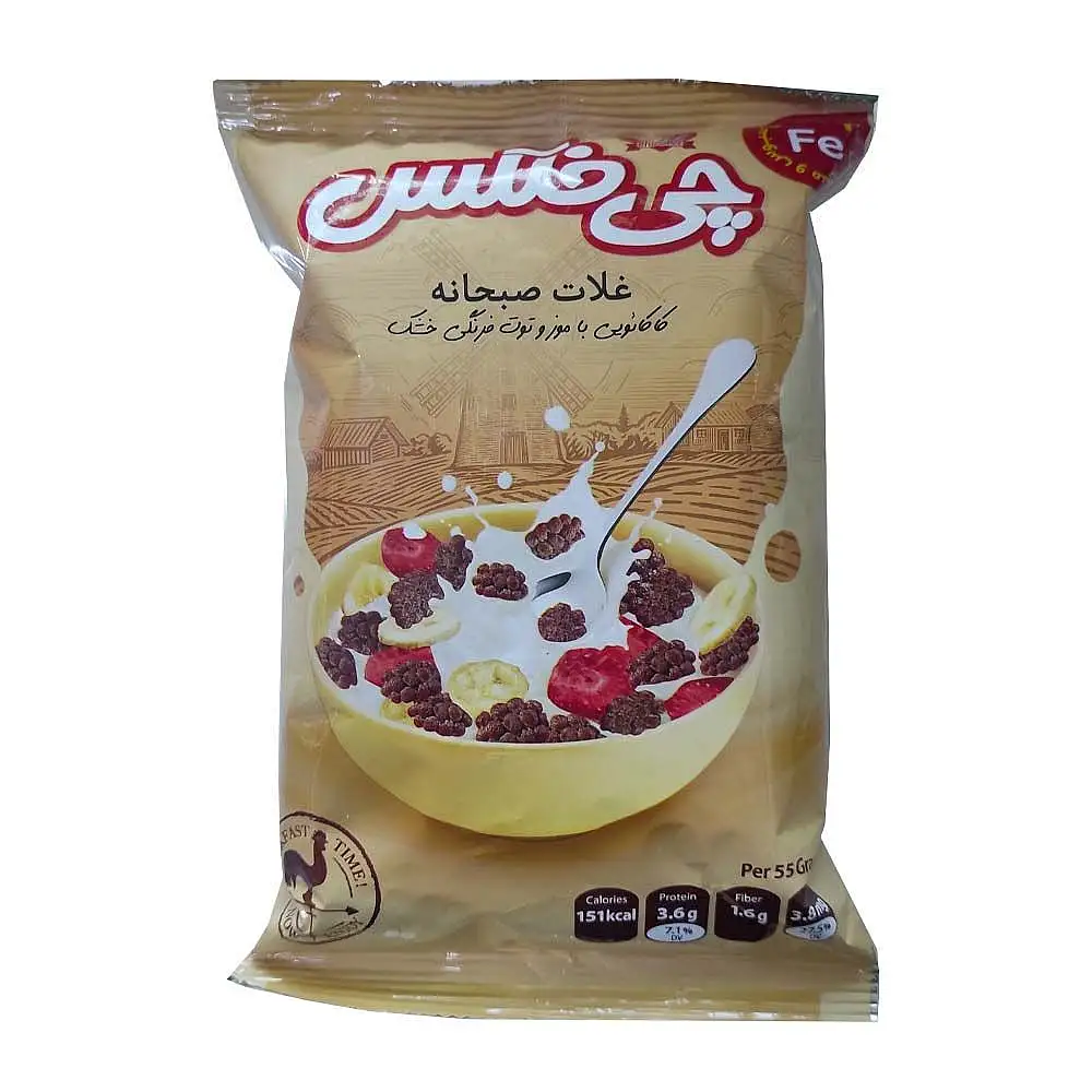 غلات صبحانه کاکائویی با موز و توت فرنگی خشک چی فلکس چی توز 70 گرمی
