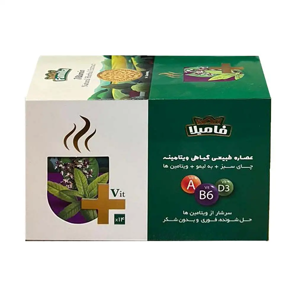 پک عصاره طبیعی گیاهی چای سبز و به لیمو فامیلا 14 عددی بسته 3 عددی
