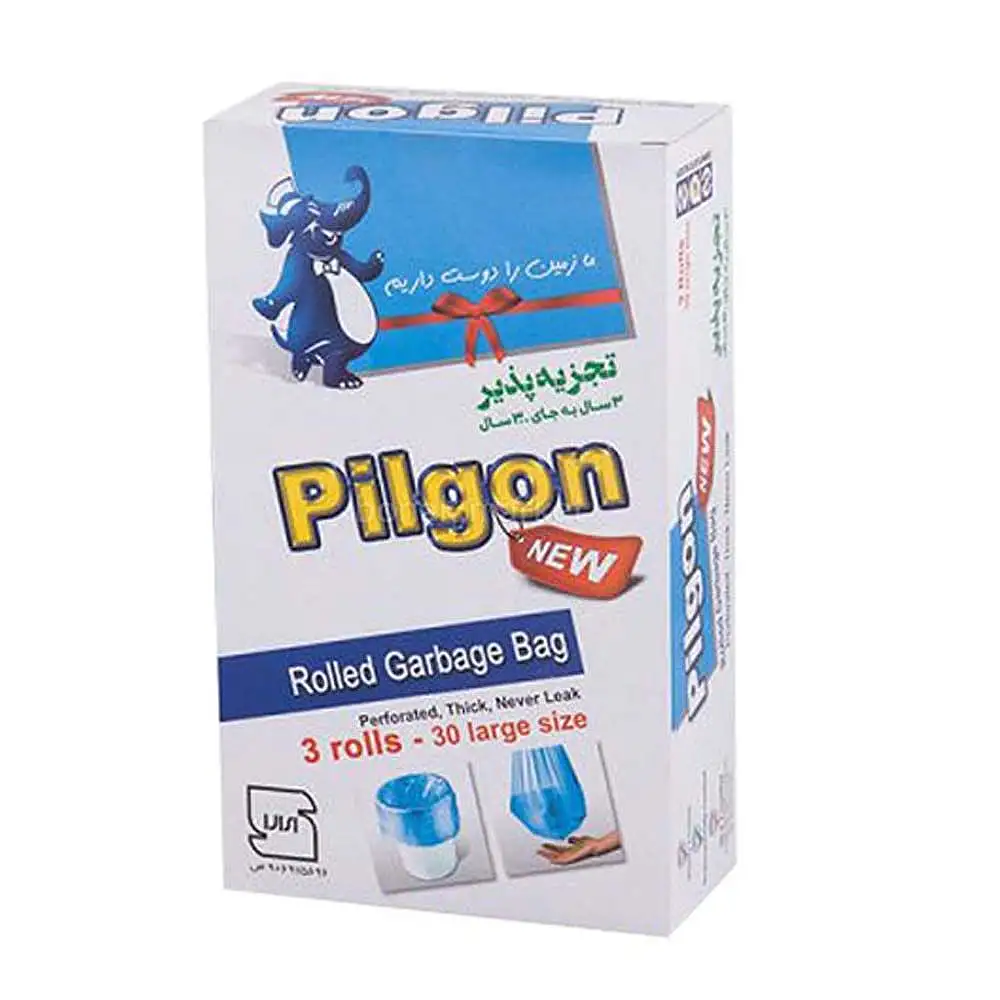 کيسه زباله رولی پیلگون سایز بزرگ آبی بسته 30 عددی
