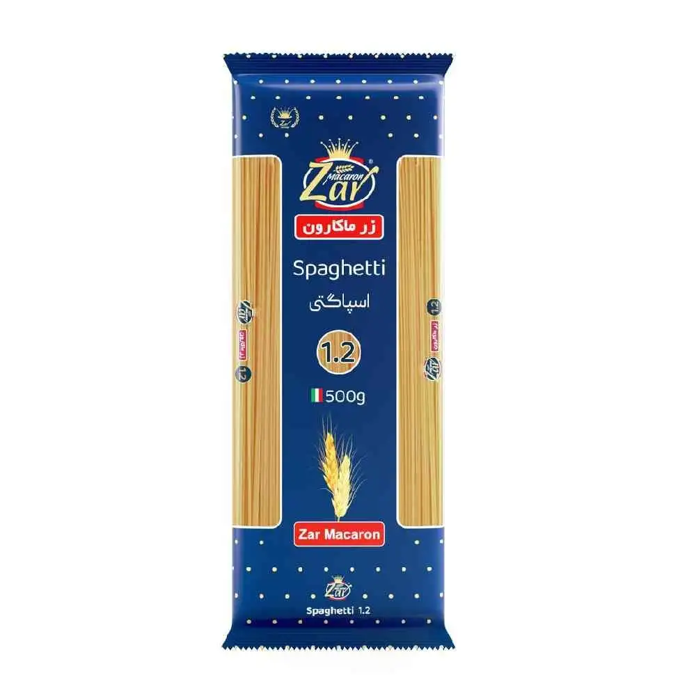 پک اسپاگتی قطر 1/2 زرماكارون 500 گرمی بسته 5 عددی