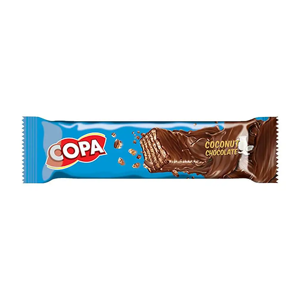 ویفر کرمدار شکلاتی با روکش کرم شکلات نارگیل کوپا 30 گرمی