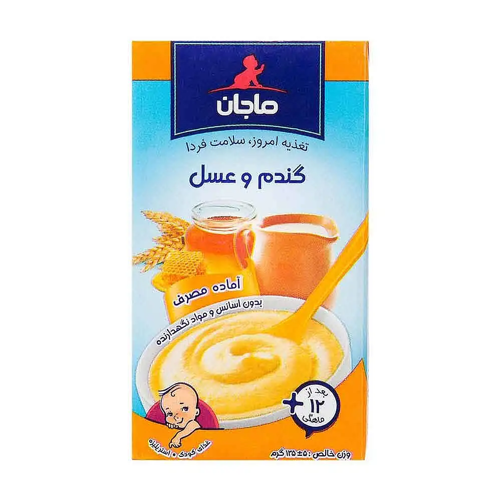 غذا کودک گندم و عسل با شیر ماجان 135 گرمی 