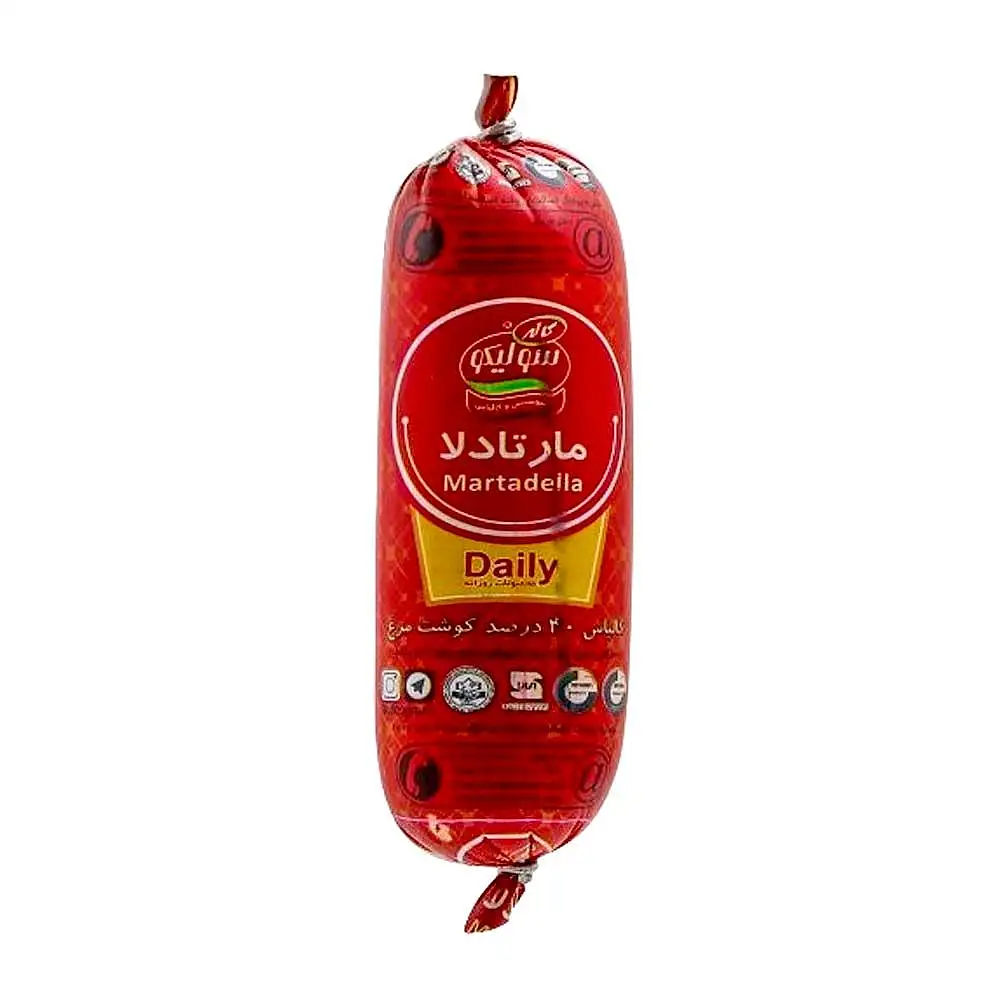 پک کالباس مارتادلا 40% گوشت مرغ سولیکو 500 گرمی بسته 3 عددی
