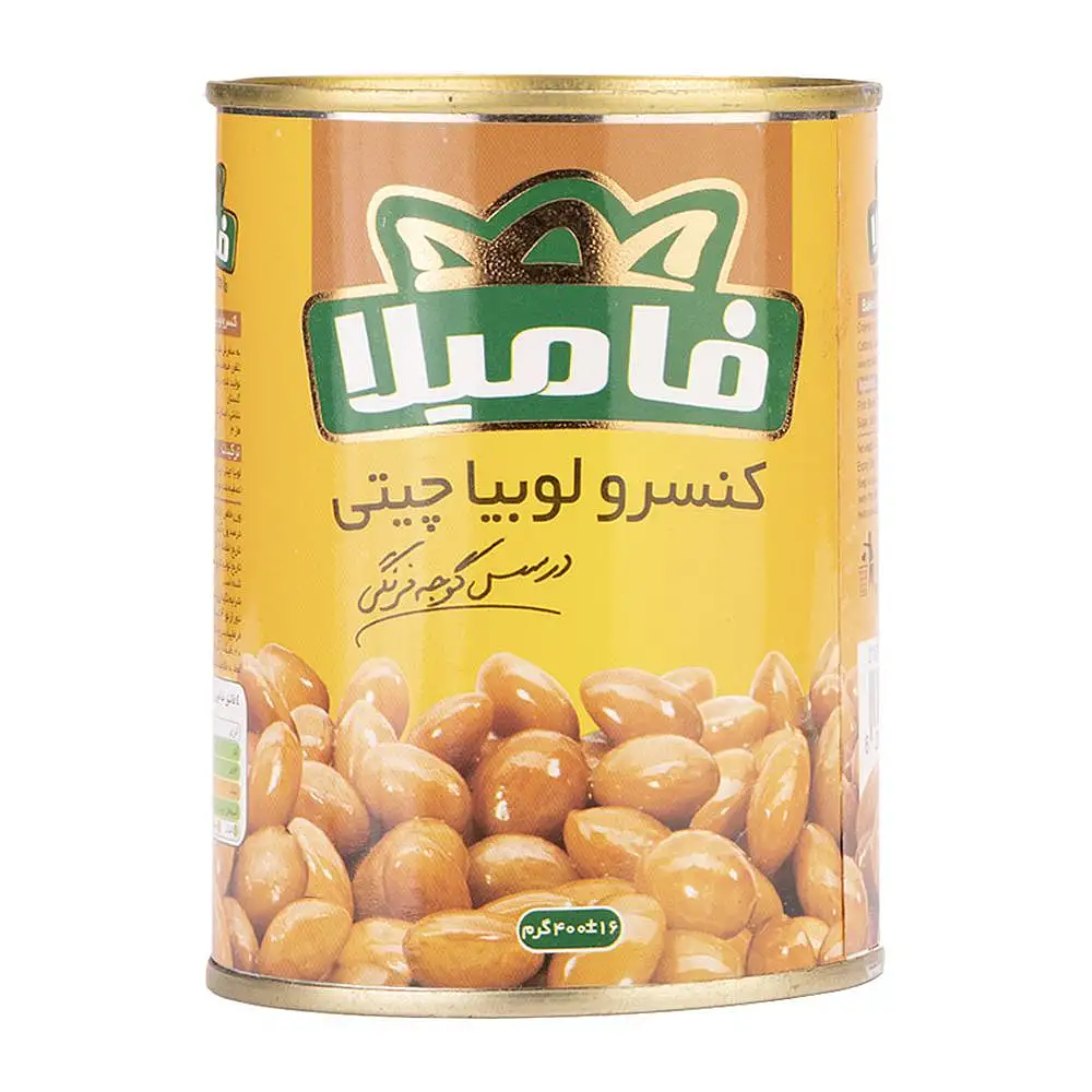 پک کنسرو لوبیا چیتی در سس گوجه فرنگی فامیلا 380 گرمی بسته 6 عددی