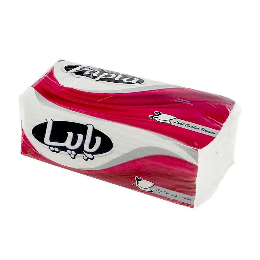 دستمال کاغذی سافت پک دولایه 250 برگ پاپیا بسته 2 عددی
