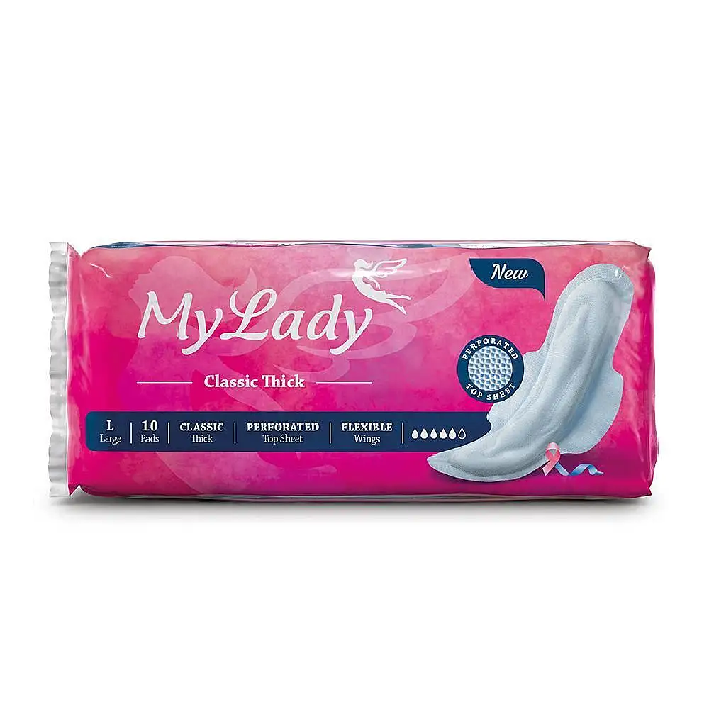 پک نوار بهداشتی مای لیدی مدل Classic ضخیم سایز بزرگ 10 عددی بسته 4 عددی