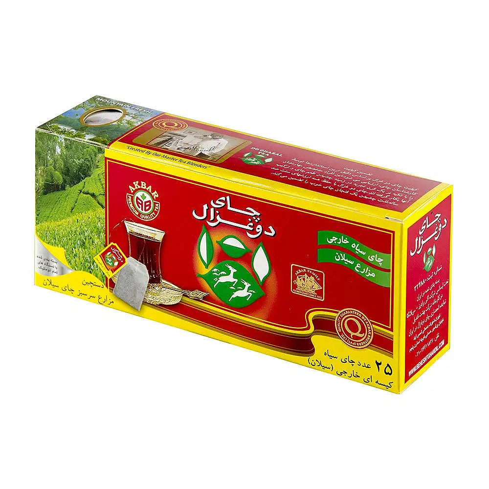 پک چای کیسه ای ساده دوغزال 25 عددی بسته 3 عددی