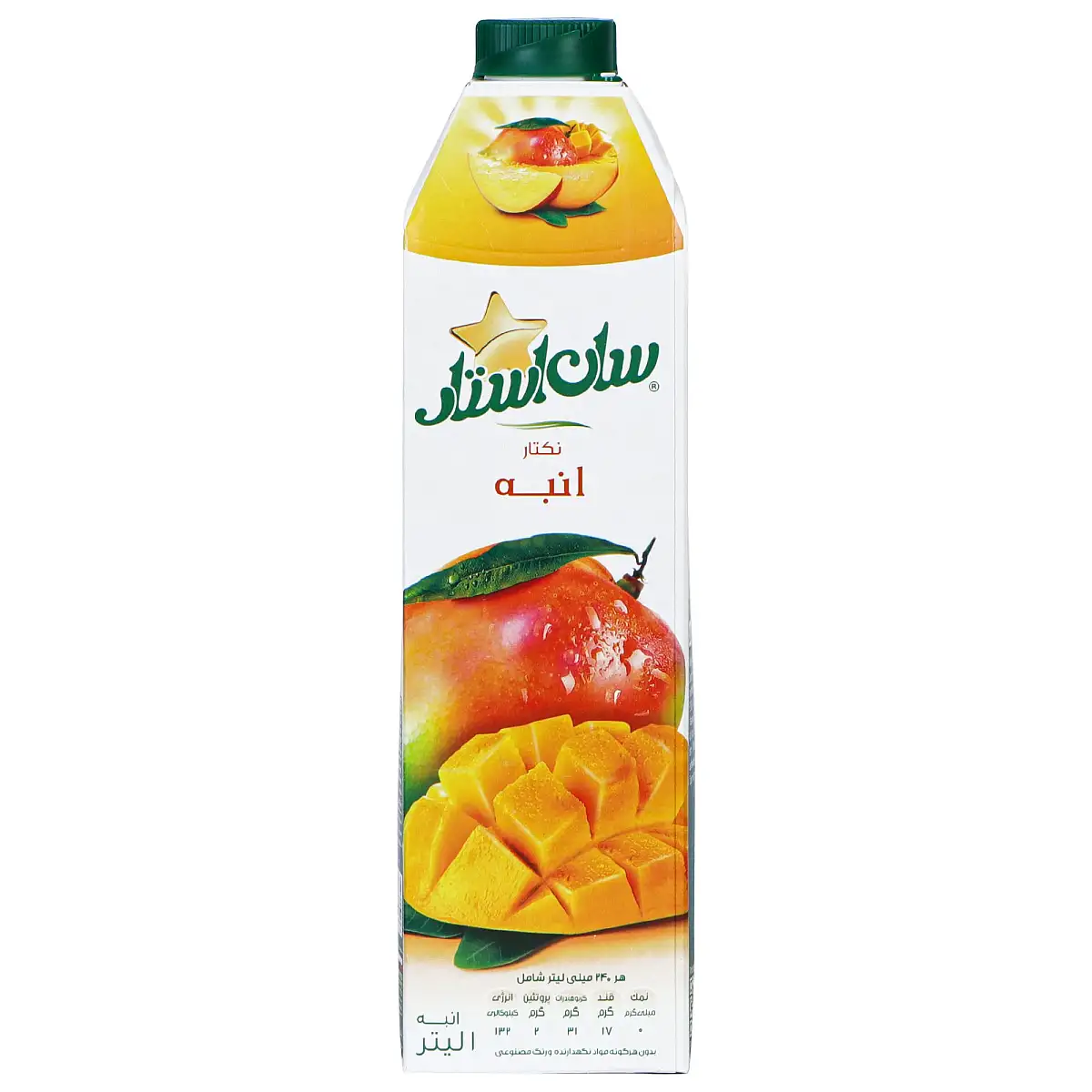آبمیوه انبه حاوی ویتامین A سان استار 1 لیتری بسته 2 عددی