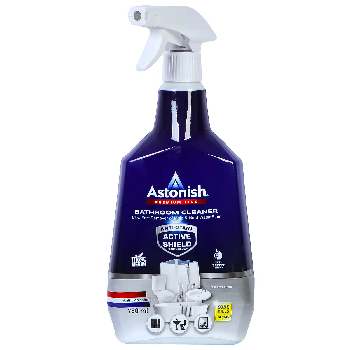 اسپری تمیز کننده سطوح سرویس بهداشتی آستونیش مدل Active Shield حجم 750 میلی لیتر