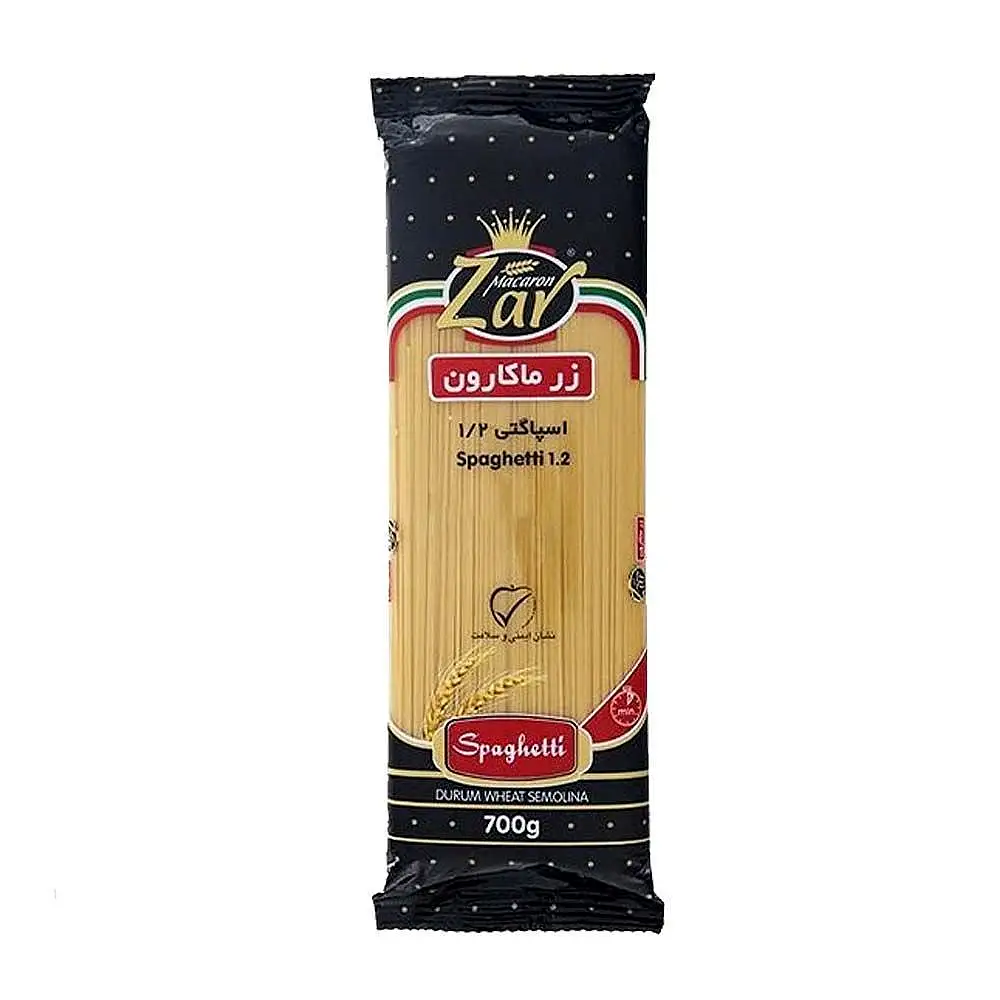 پک اسپاگتی قطر 1.2 زر ماکارون 700 گرمی بسته 6 عددی