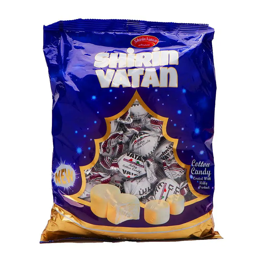 پشمک دوسر پیچ شیری 1000 گرمی شیرین وطن بسته 2 عددی
