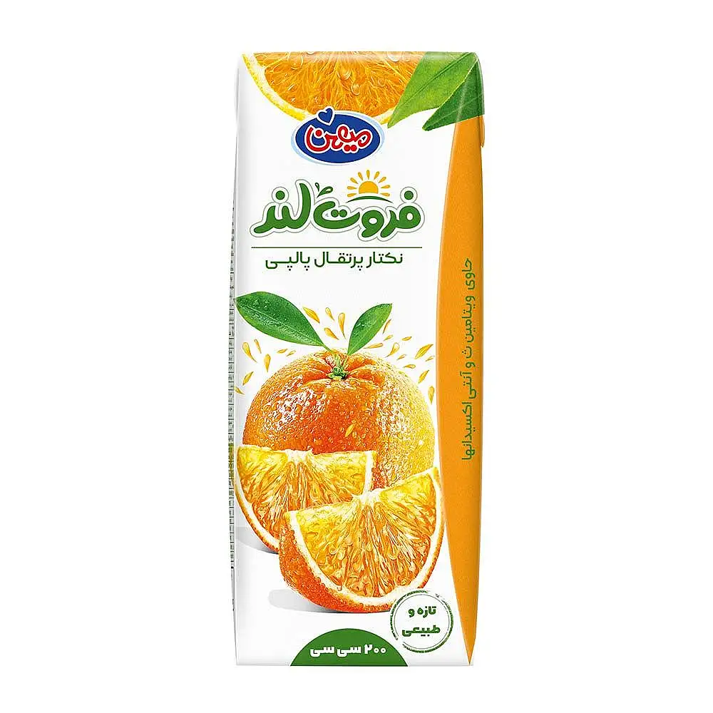 پک نکتار پرتقال پالپ دار فروت لند 200 میلی لیتری بسته 4 عددی