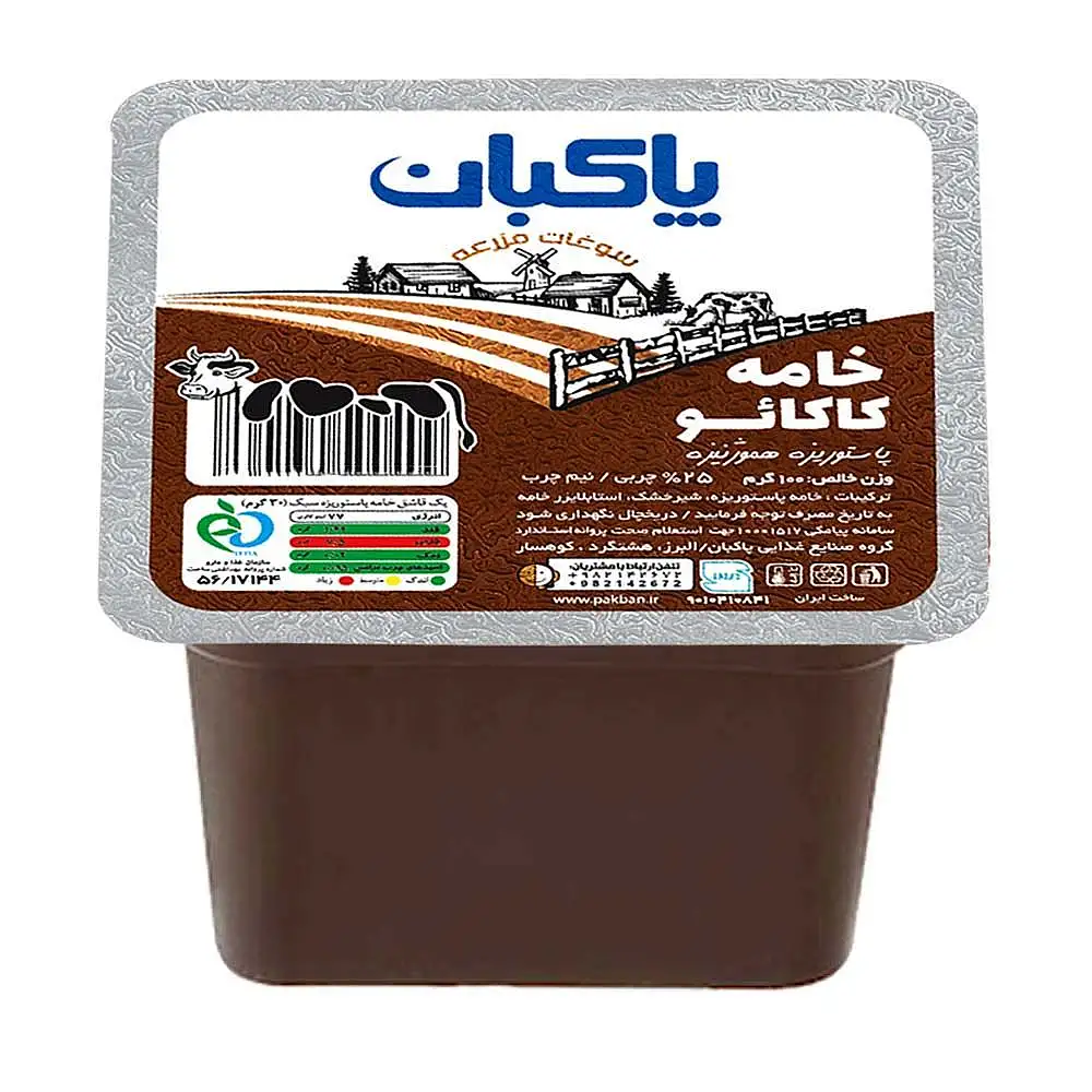 پک خامه کاکائویی پاکبان 100 گرمی بسته 5 عددی