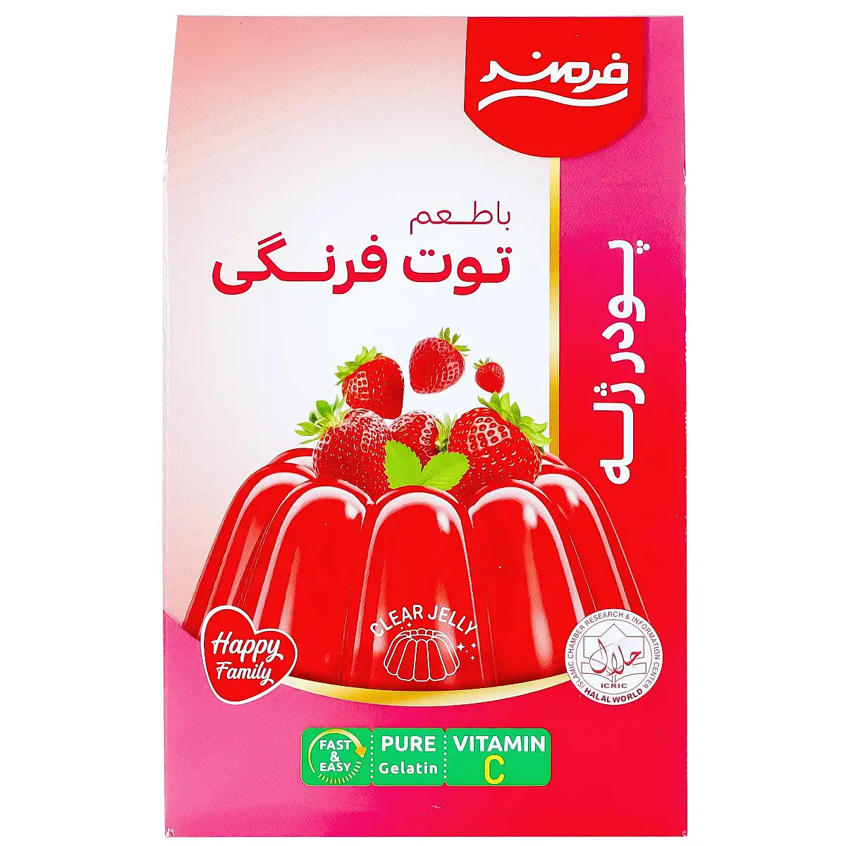 پک پودر ژله توت فرنگی فرمند 100 گرمی بسته 3 عددی