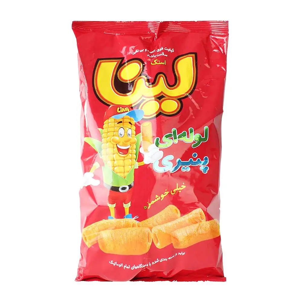 پک اسنک پنیری لوله ای لینا 145 گرمی بسته 3 عددی