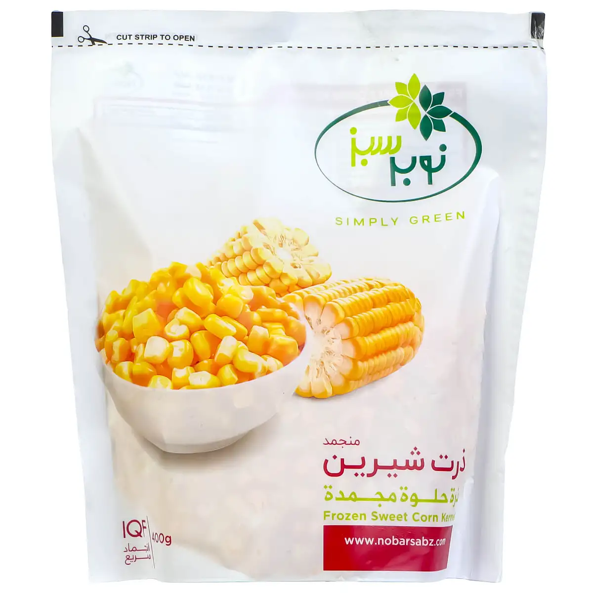 ذرت شیرین منجمد نوبر سبز 400 گرمی بسته 2 عددی