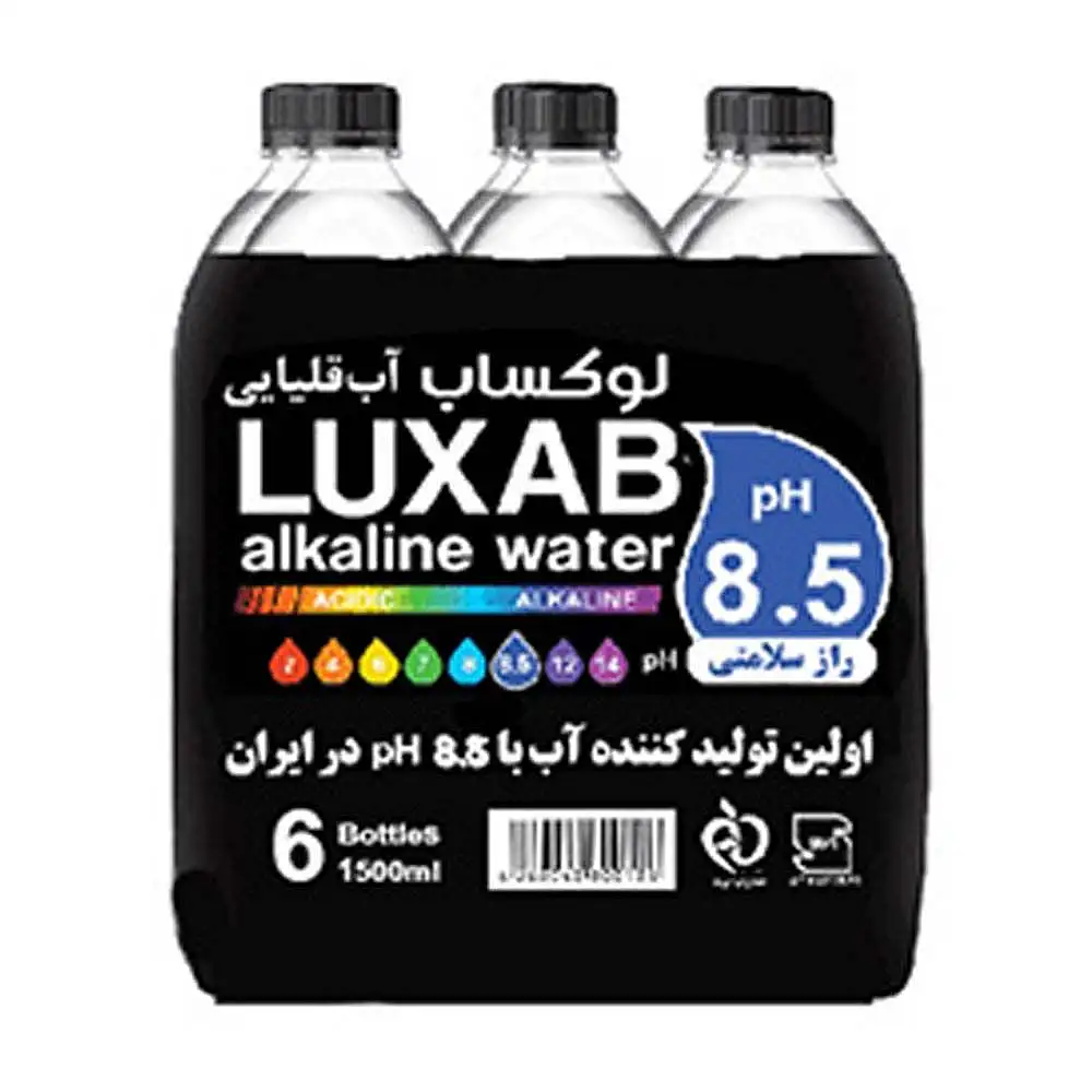 آب معدنی قلیایی لوکساب 1.5 لیتری بسته 6 عددی