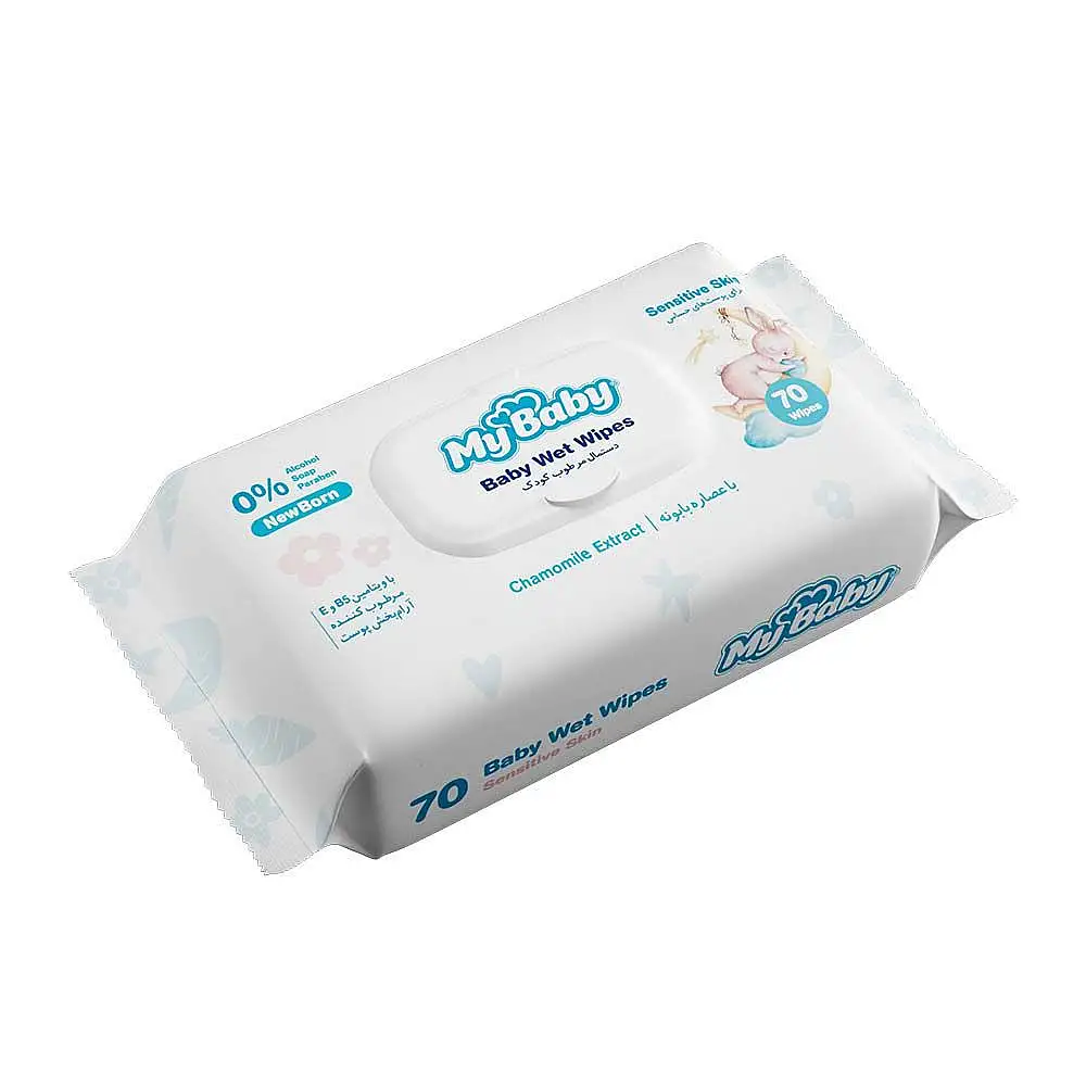 دستمال مرطوب کودک مای بیبی مدل Sensitive Skin بسته 70 عددی