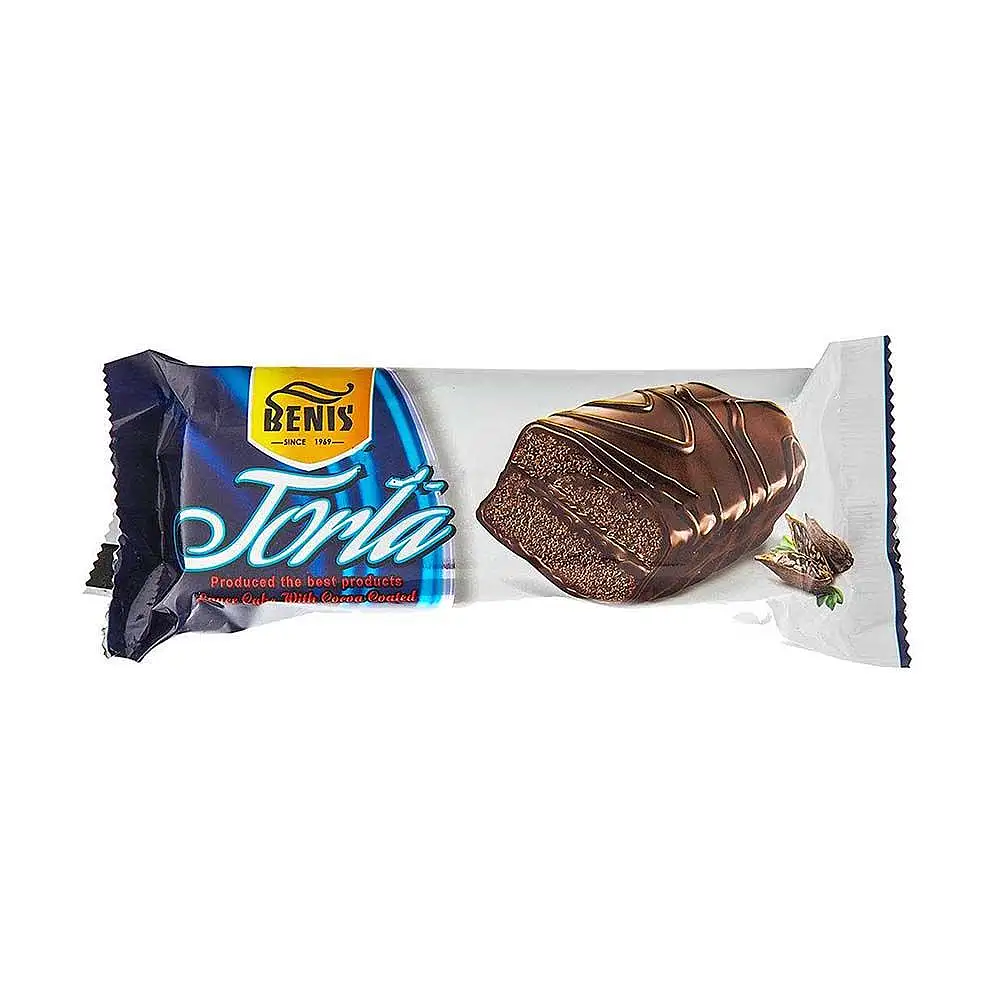 پک کیک لایه ای تورتا روکش شکلاتی بنیس 70 گرمی بسته 3 عددی