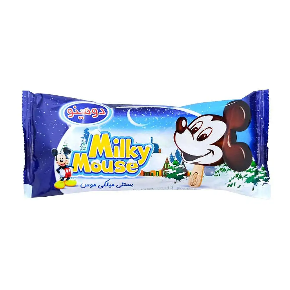 بستنی چوبی عروسکی وانيلي و كاكائويی دومینو 60 گرمی