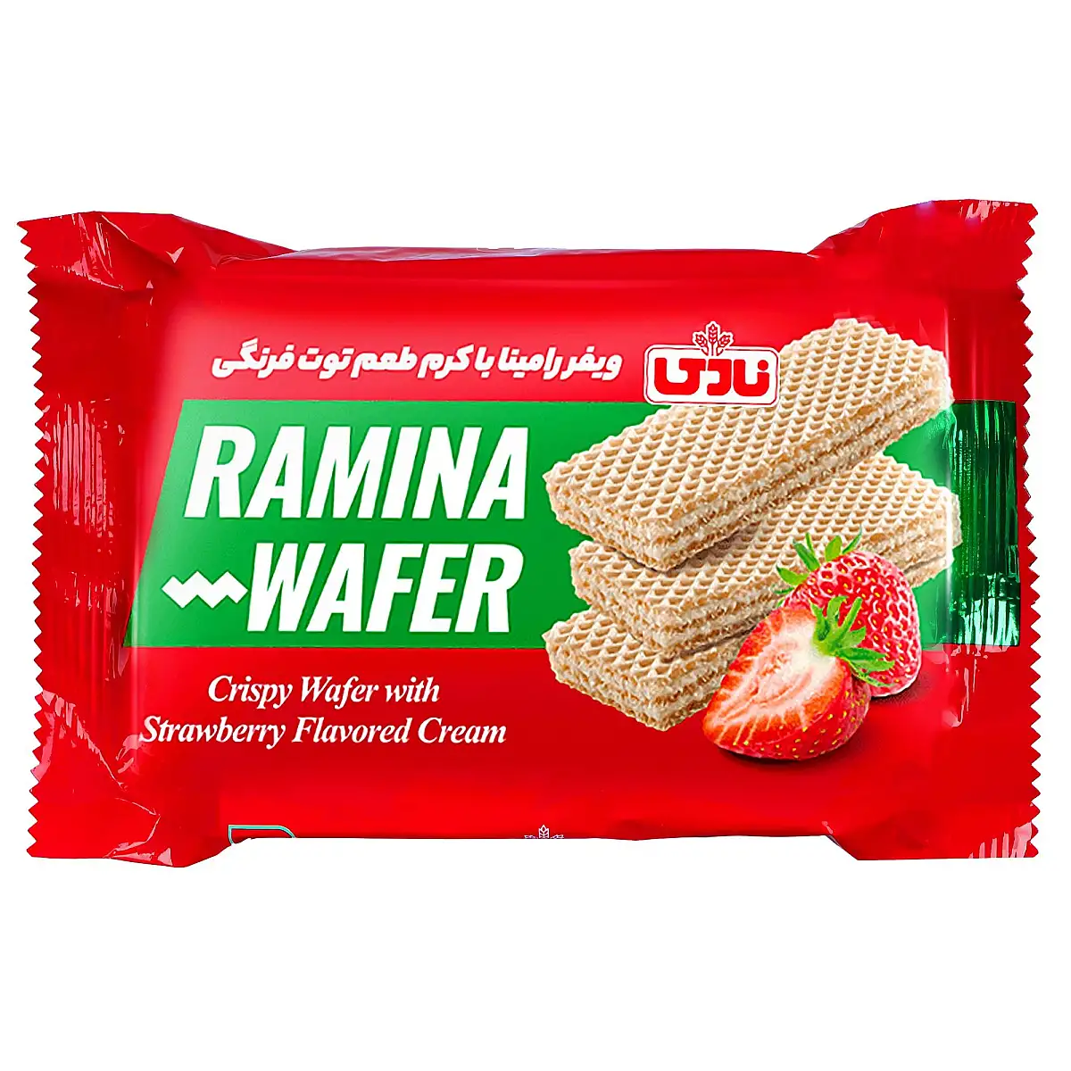 پک ویفر رامینا کرم توت فرنگی نادی 40 گرمی بسته 4 عددی