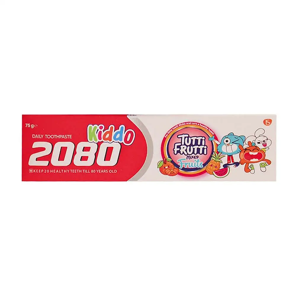 پک خمیر دندان کودک 2080 مدل Tuti Frutti وزن 75 گرم بسته 3 عددی