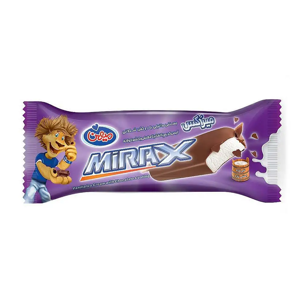 بستنی چوبی وانيلی با روكش شكلاتی میرکس میهن 60 گرمی بسته 3 عددی