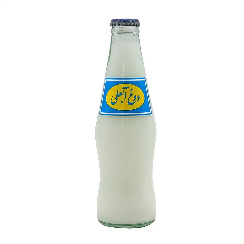 پک دوغ گازدار شیشه ای آبعلی 250 میلی لیتری بسته 6 عددی
