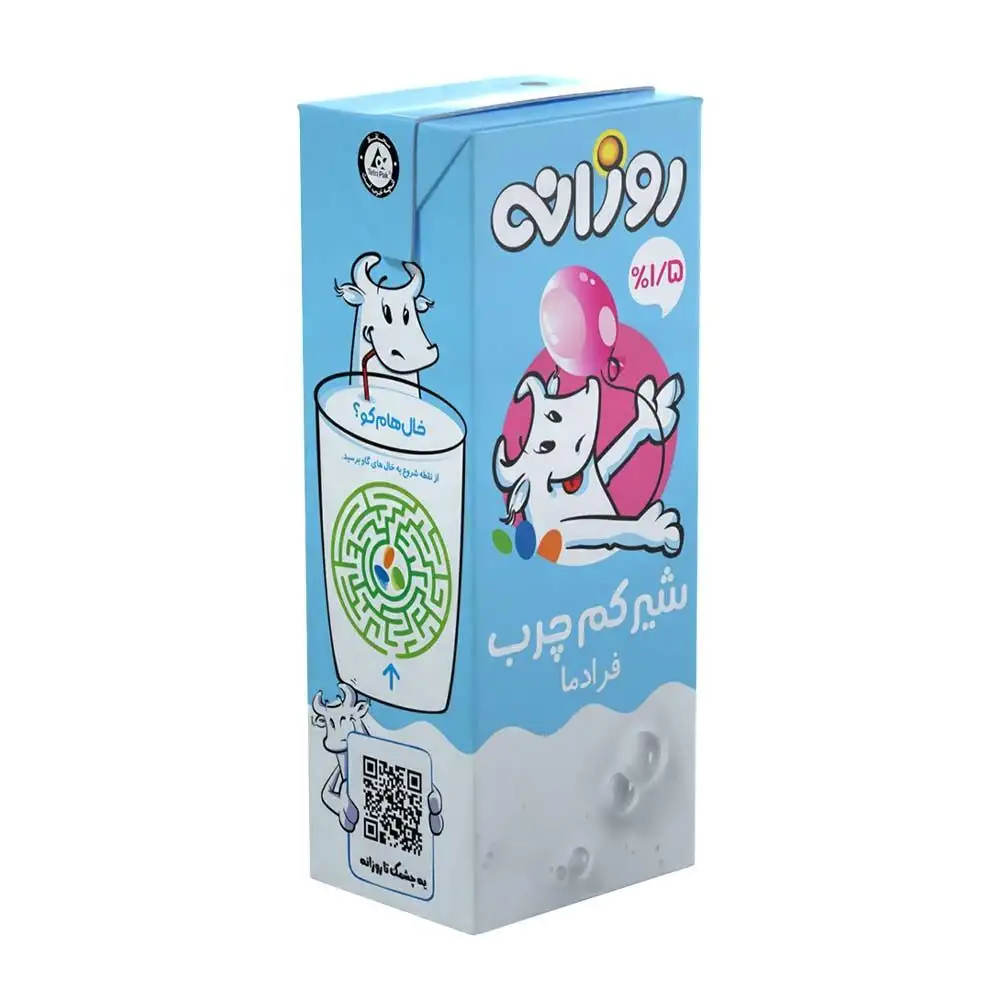 پک شیر کم چرب 1.5% چربی روزانه 200 میلی لیتری بسته 10 عددی