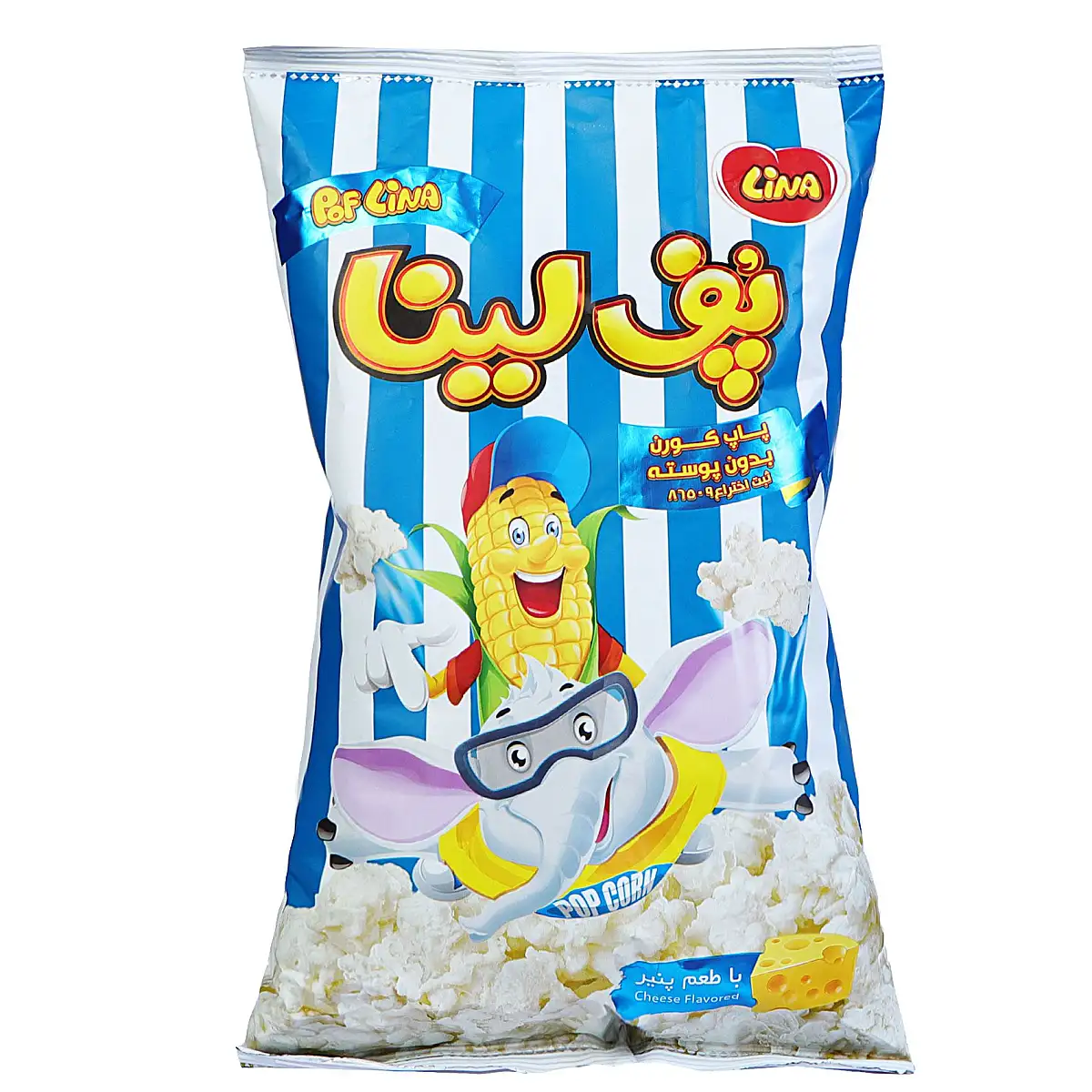 پک پاپ‌کورن پنیری پف لینا 60 گرمی بسته 3 عددی