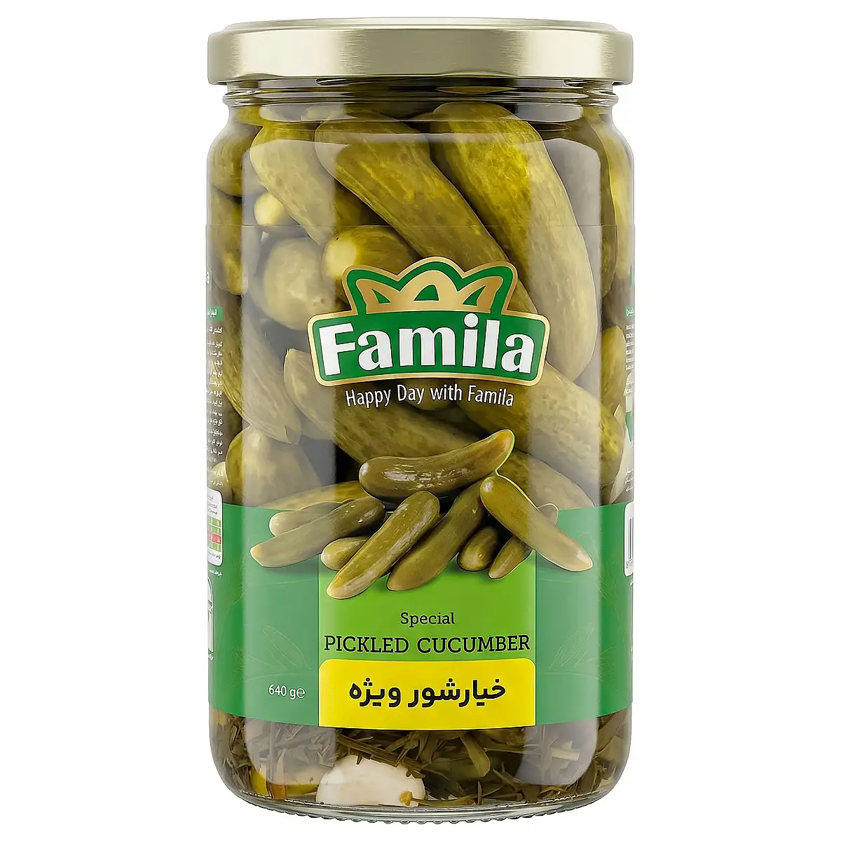 خیارشور ویژه فامیلا مقدار 660 گرم بسته 2 عددی