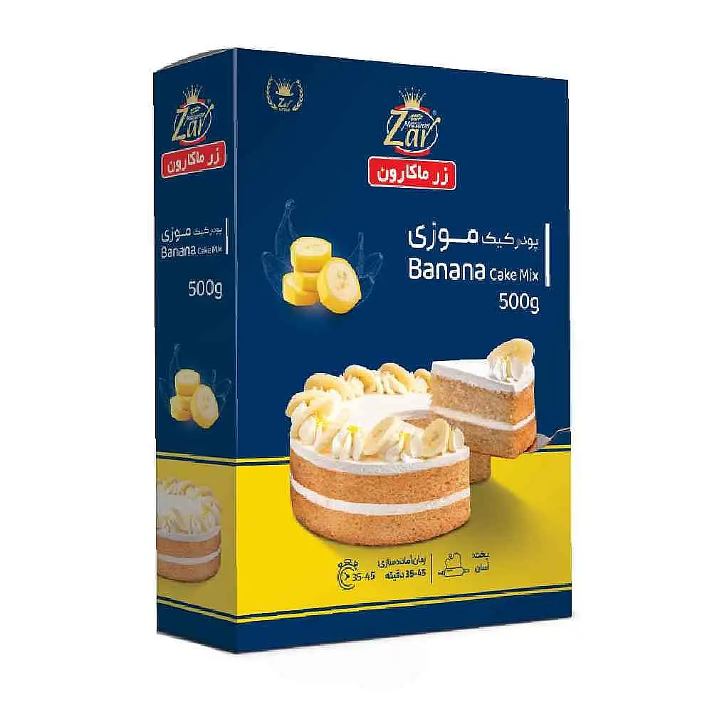 پک پودر کیک موزی زر ماکارون 500 گرمی بسته 3 عددی