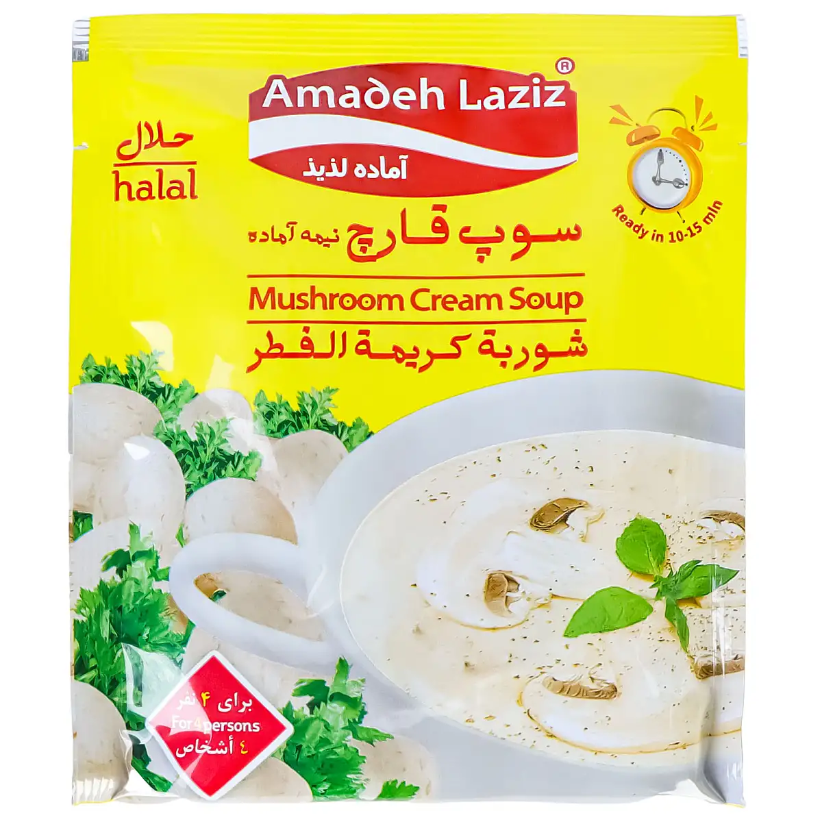 پک سوپ قارچ آماده لذیذ 61 گرمی بسته 4 عددی