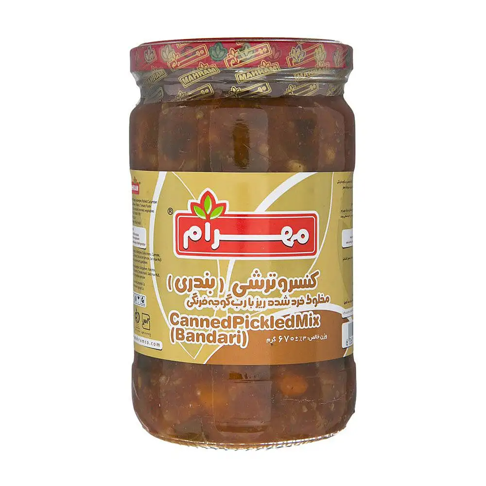 پک ترشی بندری مهرام 670 گرمی بسته 3 عددی