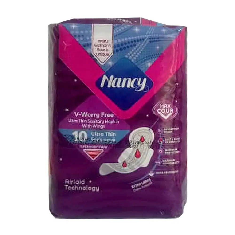 پک نوار بهداشتی نانسی ایرلید شب مدل Ultra Thin سایز خیلی بزرگ 10 عددی بسته 3 عددی