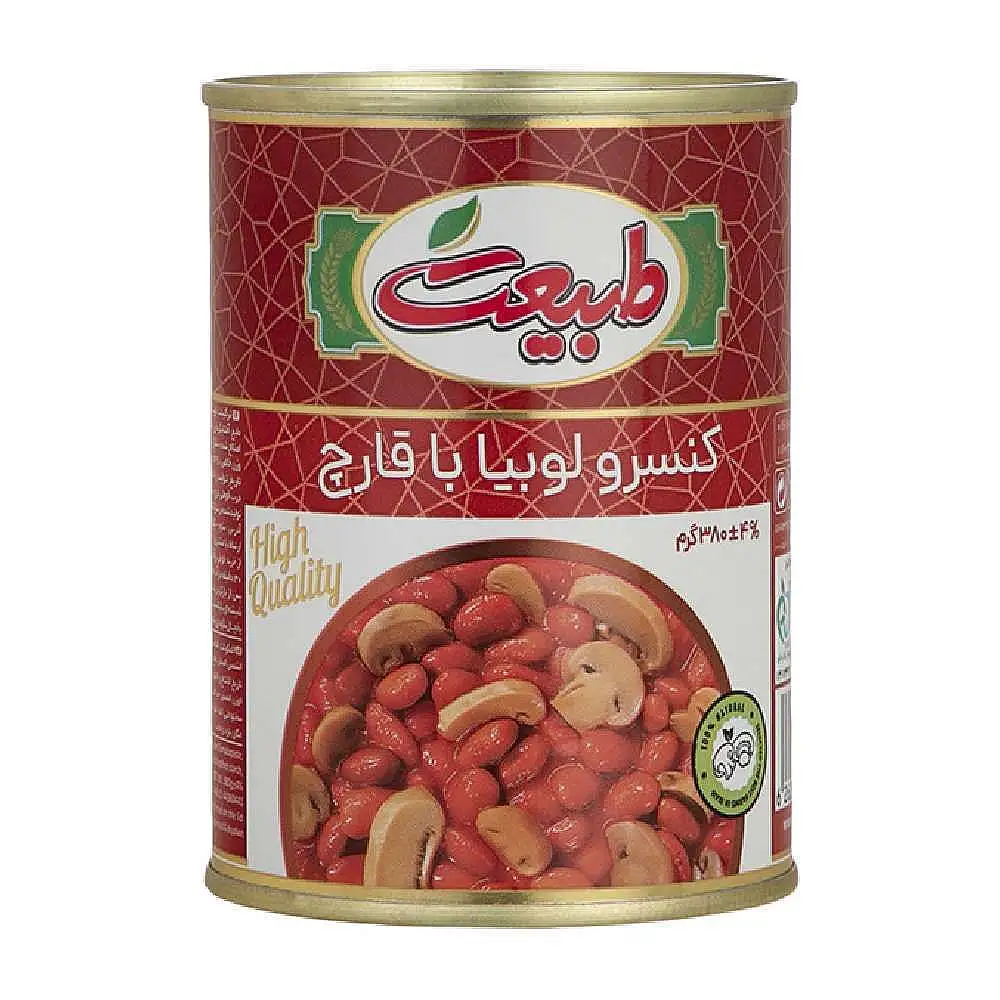 پک کنسرو لوبیا با قارچ طبیعت 380 گرمی بسته 3 عددی